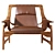Dynamic Teak & Leather Lounge Chair 3D model small image 3