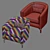 Elegant Annette Cabriole Armchair 3D model small image 5