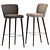 Elegant Upholstered Beech Barstool 3D model small image 1