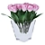 Pink Tulip Bouquet in Glass Vase 3D model small image 1