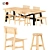 Acacia Dining Set: Table & Chairs 3D model small image 1