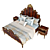 Luxury Mahogany Bed with Gilded Nightstand 3D model small image 2