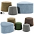 Sleek Pouf Trio: Modern Elegance 3D model small image 1