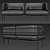 Wire Minimal Black Taba Leather Sofa 3D model small image 5