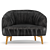 Sleek Black Leather Sofa 3D model small image 2