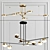 Modern Industrial Chandelier: Brass & Glass 3D model small image 1