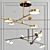 Modern Industrial Chandelier: Brass & Glass 3D model small image 2