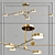 Modern Industrial Chandelier: Brass & Glass 3D model small image 4