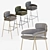 Modern Upholstered Bar Stool 3D model small image 2