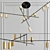 Minimalist Metal Chandelier with Rotating Golden Shades 3D model small image 2