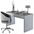 Sleek White Home Office Desk 3D model small image 2