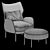 Luxurious Navy Velvet Accent Chair 3D model small image 5