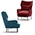 Luxurious Navy Velvet Accent Chair 3D model small image 8