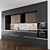 Sleek Dark Gray Wood Kitchen 3D model small image 1