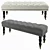 Raleigh Queen Bench: Tufted & Nailhead Accent 3D model small image 1