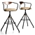 Industrial Leather Bar Stool 3D model small image 2