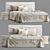 Elegant Zulu White Upholstered Bed 3D model small image 1