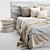 Elegant Zulu White Upholstered Bed 3D model small image 3
