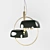 Vivian 40.094: Sleek Modern Pendant Light in Brass with Matte Black Stone Shade 3D model small image 1