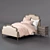 Vintage French Grey Lucine Bed 3D model small image 3