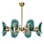 Turquoise Lily Glass Chandelier 3D model small image 1