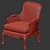 Vintage Wood Wing Chair: Mis en Demeure 3D model small image 4