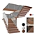 Sleek Glass & Wood Modern Staircase 3D model small image 8