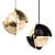 Modern Multi-Lite Pendant: Gold & Black Glass 3D model small image 1