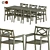 Modern Gray Outdoor Table and Chair Set 3D model small image 1