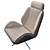 Elegant Leather Armchair & Pouf 3D model small image 3