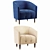 Ayesha Velvet Accent Chair 3D model small image 2