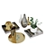 Elegant Decor Set: Books, Vases, Tray & Tom Dixon Candle 3D model small image 1