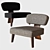 Elegant Minotti Creed Wood Armchair 3D model small image 2