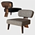 Elegant Minotti Creed Wood Armchair 3D model small image 3