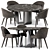 Elegant Lawson Dining Chair & Wedge Table Set 3D model small image 1