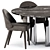 Elegant Lawson Dining Chair & Wedge Table Set 3D model small image 2