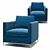 Modern Istanbul Armchair with Stainless Steel Base 3D model small image 2