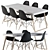 Sleek Concrete Dining Set 3D model small image 2