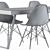 Sleek Concrete Dining Set 3D model small image 3