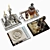 Elegant Décor Set: Books, Decanter, Glasses & More 3D model small image 2