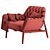 Elegant Jade Leather Armchair 3D model small image 5