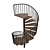 Sleek Spiral Staircase 3D model small image 3