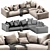 Elegant Flexform Grandemare Sectional 3D model small image 3