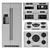 Gray White Kitchen Set: Cooktop, Microwave, Oven, Hood, Sink 3D model small image 1