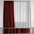 Elegant Deep Red Curtains 3D model small image 1