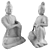 Black Metal Buddha Sit Statue 3D model small image 2