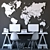 Vintage Office Set with World Map 3D model small image 5