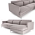 Modern Double Sofa Bed with Peninsula & Aluminum Legs 3D model small image 2