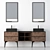 Sleek Mirror Cabinet Set 3D model small image 4