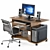 Modern Home Office Desk Set 3D model small image 1